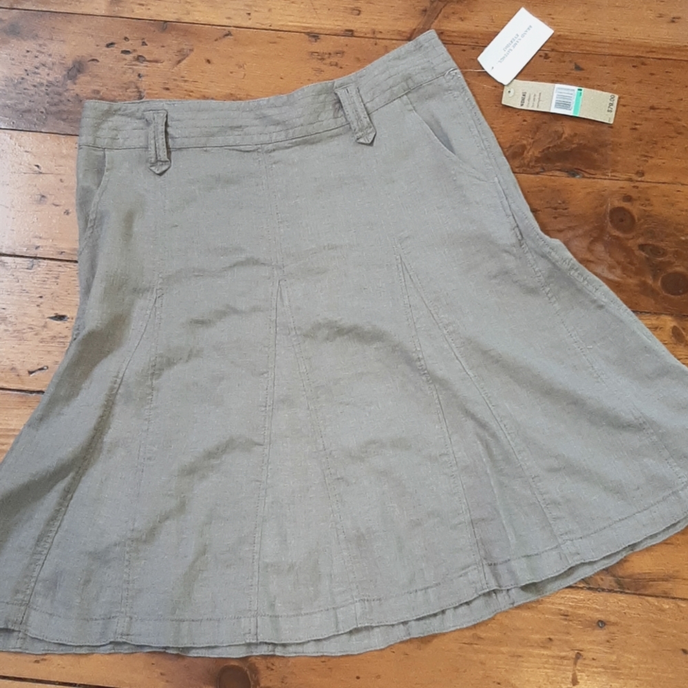 DKNY linen/rayon midi fit and flare skirt